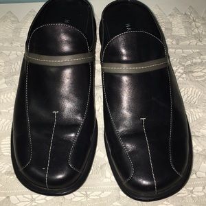 Halogen Black Leather Mules